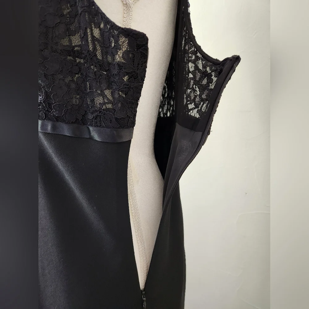 Jones Wear Black Lace-Trim Cocktail Dress - Picture 4 of 7